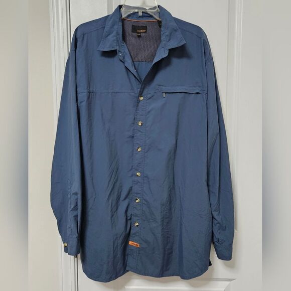OOBE Shirt Men's XLarge Blue Long Sleeve Button-Up Partial Mesh Lining Quick Dry - Picture 1 of 11